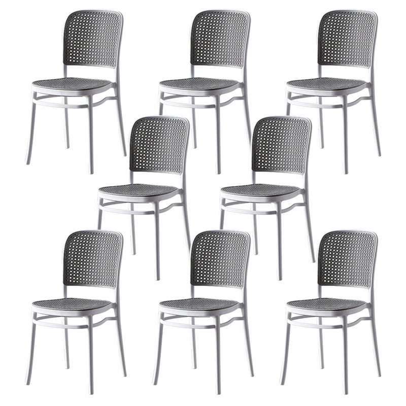 Modern Style Square Bar-stool Plastic Counter Bar Stool for Home Gray-White 8 Piece Set Short Stool(18"H) Clearhalo 'Bar Furniture' 'Bar Stools' 'bar_stools' 'furn' 'furn_bar_stools' 'Furniture' 'furniture_bar_stools' 'Kitchen & Dining Furniture' 5052261