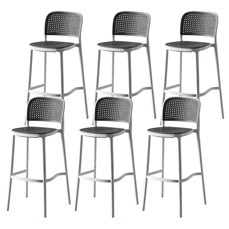 Modern Style Square Bar-stool Plastic Counter Bar Stool for Home Gray-White 6 Piece Set Clearhalo 'Bar Furniture' 'Bar Stools' 'bar_stools' 'furn' 'furn_bar_stools' 'Furniture' 'furniture_bar_stools' 'Kitchen & Dining Furniture' 5052264
