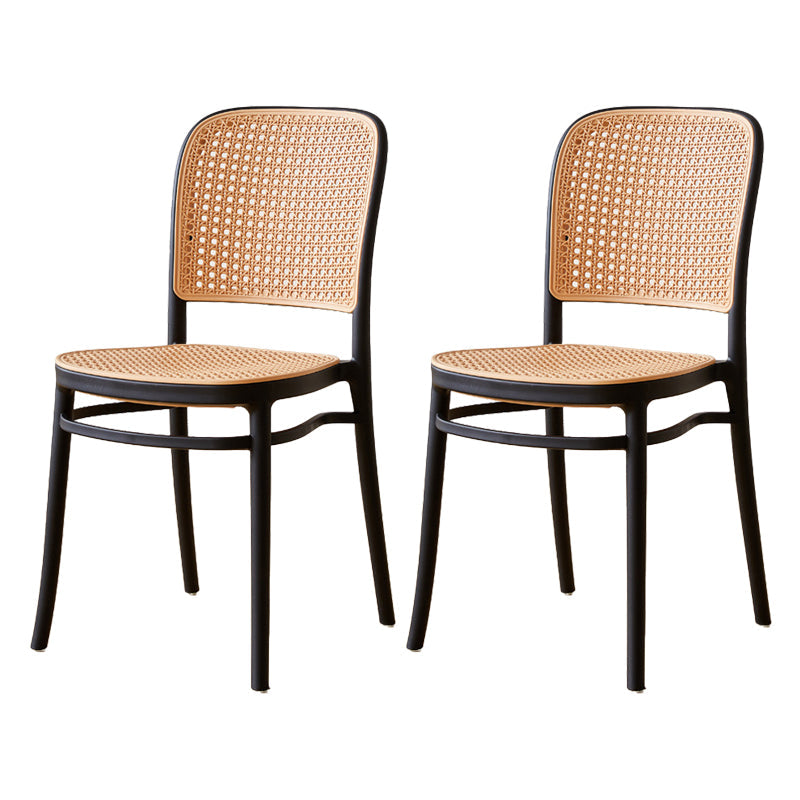 Modern Style Square Bar-stool Plastic Counter Bar Stool for Home Black 2 Piece Set Short Stool(18"H) Clearhalo 'Bar Furniture' 'Bar Stools' 'bar_stools' 'furn' 'furn_bar_stools' 'Furniture' 'furniture_bar_stools' 'Kitchen & Dining Furniture' 5052266