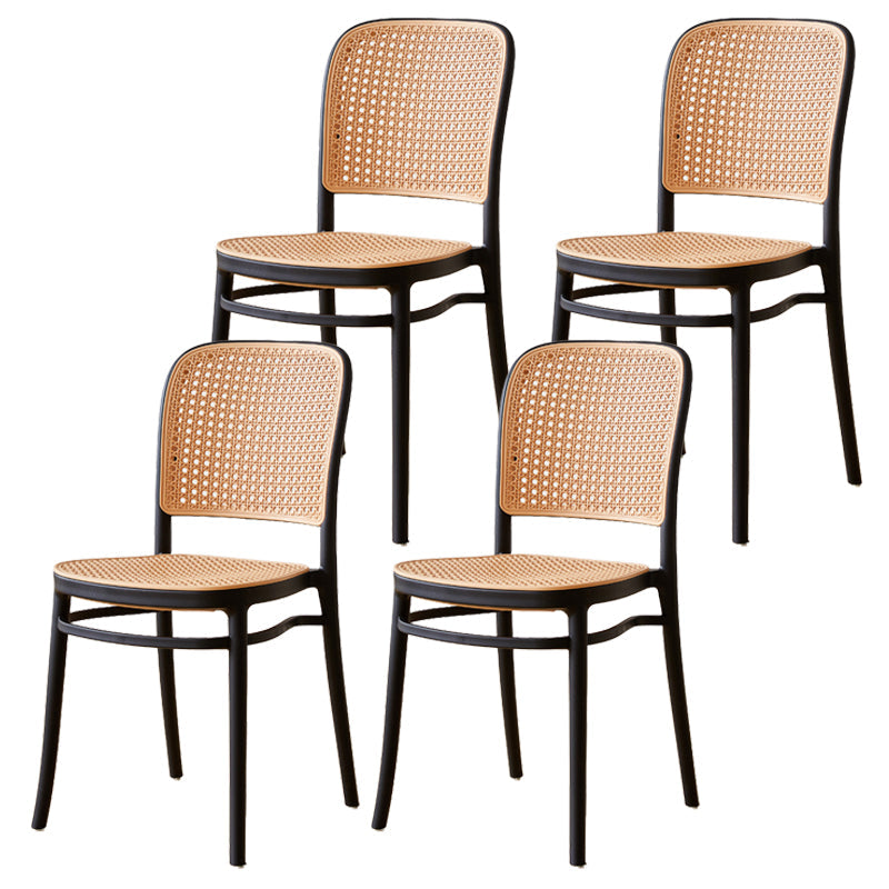 Modern Style Square Bar-stool Plastic Counter Bar Stool for Home Black 4 Piece Set Short Stool(18"H) Clearhalo 'Bar Furniture' 'Bar Stools' 'bar_stools' 'furn' 'furn_bar_stools' 'Furniture' 'furniture_bar_stools' 'Kitchen & Dining Furniture' 5052267