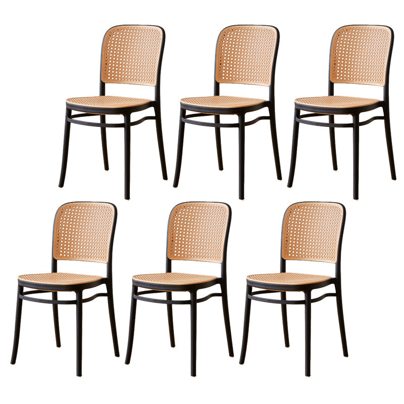 Modern Style Square Bar-stool Plastic Counter Bar Stool for Home Black 6 Piece Set Short Stool(18"H) Clearhalo 'Bar Furniture' 'Bar Stools' 'bar_stools' 'furn' 'furn_bar_stools' 'Furniture' 'furniture_bar_stools' 'Kitchen & Dining Furniture' 5052268