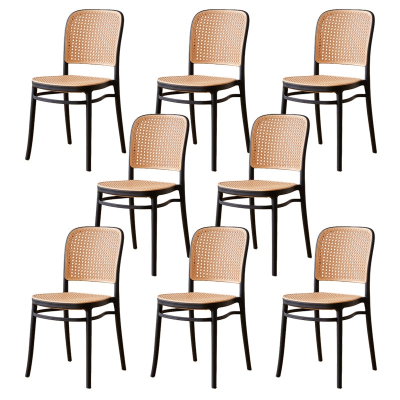 Modern Style Square Bar-stool Plastic Counter Bar Stool for Home Black 8 Piece Set Short Stool(18"H) Clearhalo 'Bar Furniture' 'Bar Stools' 'bar_stools' 'furn' 'furn_bar_stools' 'Furniture' 'furniture_bar_stools' 'Kitchen & Dining Furniture' 5052269