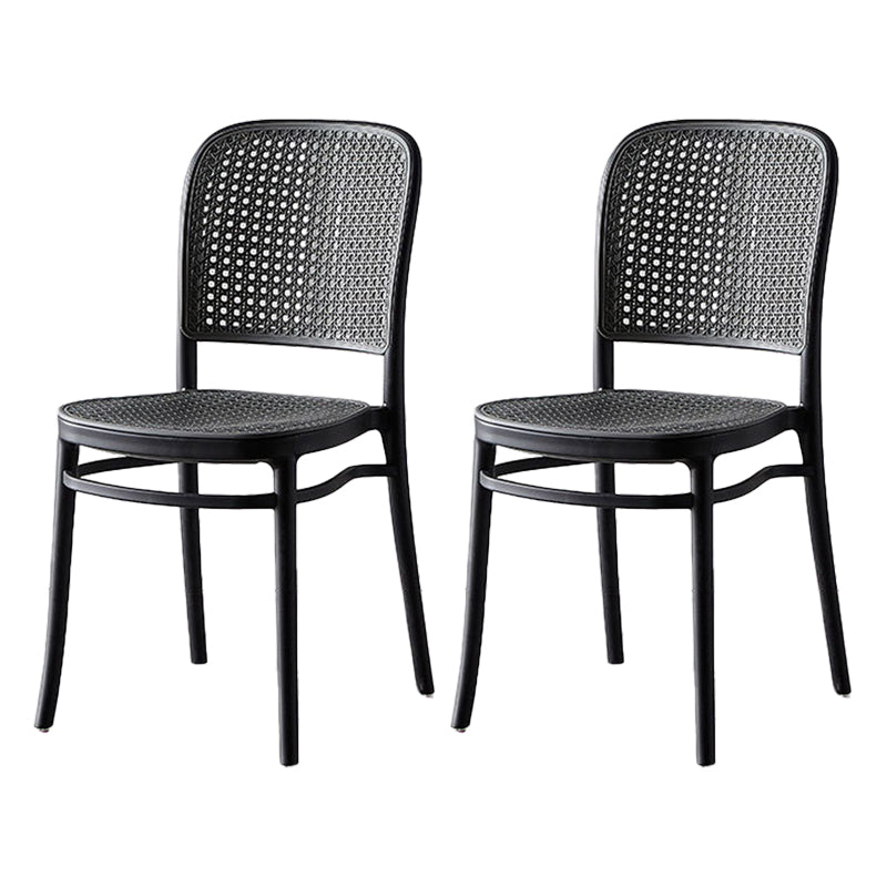 Modern Style Square Bar-stool Plastic Counter Bar Stool for Home Light Gray-Black 2 Piece Set Short Stool(18"H) Clearhalo 'Bar Furniture' 'Bar Stools' 'bar_stools' 'furn' 'furn_bar_stools' 'Furniture' 'furniture_bar_stools' 'Kitchen & Dining Furniture' 5052274