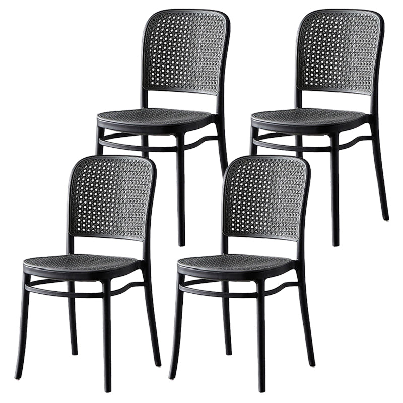 Modern Style Square Bar-stool Plastic Counter Bar Stool for Home Light Gray-Black 4 Piece Set Short Stool(18"H) Clearhalo 'Bar Furniture' 'Bar Stools' 'bar_stools' 'furn' 'furn_bar_stools' 'Furniture' 'furniture_bar_stools' 'Kitchen & Dining Furniture' 5052275