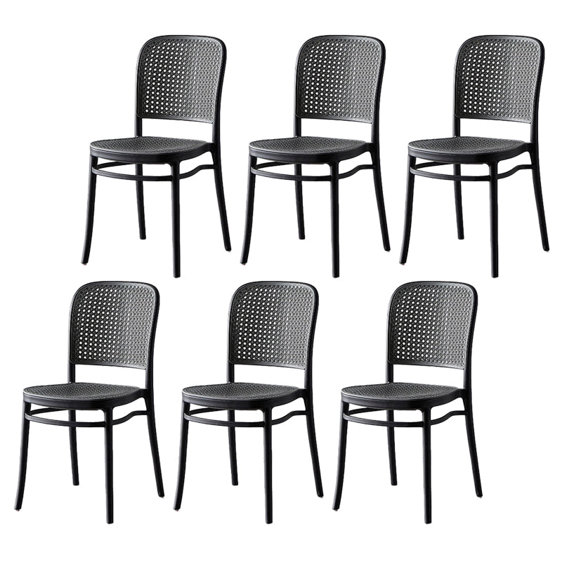 Modern Style Square Bar-stool Plastic Counter Bar Stool for Home Light Gray-Black 6 Piece Set Short Stool(18"H) Clearhalo 'Bar Furniture' 'Bar Stools' 'bar_stools' 'furn' 'furn_bar_stools' 'Furniture' 'furniture_bar_stools' 'Kitchen & Dining Furniture' 5052276