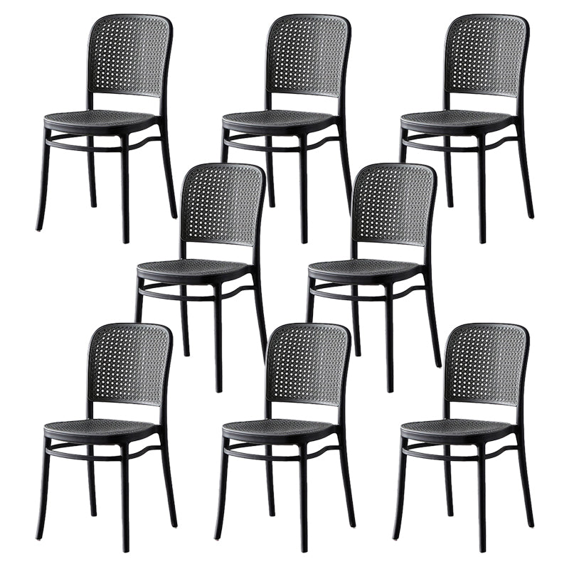 Modern Style Square Bar-stool Plastic Counter Bar Stool for Home Light Gray-Black 8 Piece Set Short Stool(18"H) Clearhalo 'Bar Furniture' 'Bar Stools' 'bar_stools' 'furn' 'furn_bar_stools' 'Furniture' 'furniture_bar_stools' 'Kitchen & Dining Furniture' 5052277