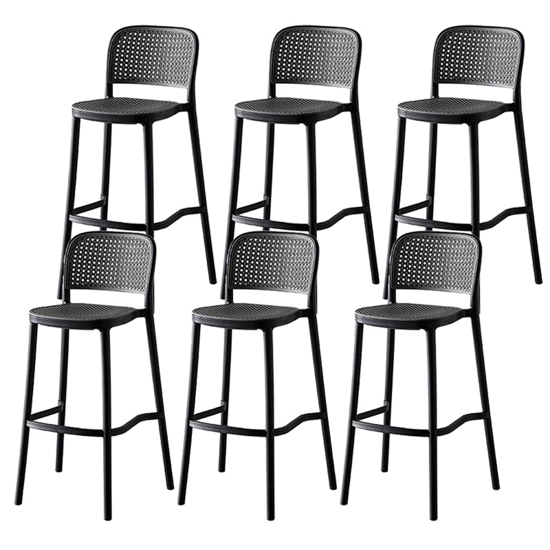 Modern Style Square Bar-stool Plastic Counter Bar Stool for Home Light Gray-Black 6 Piece Set Clearhalo 'Bar Furniture' 'Bar Stools' 'bar_stools' 'furn' 'furn_bar_stools' 'Furniture' 'furniture_bar_stools' 'Kitchen & Dining Furniture' 5052280