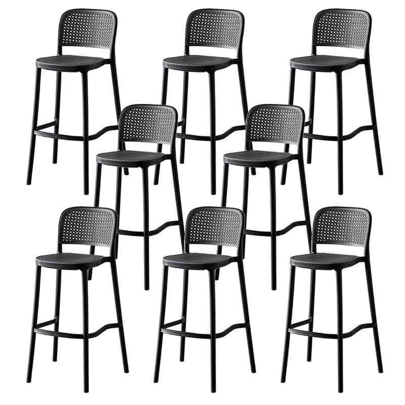Modern Style Square Bar-stool Plastic Counter Bar Stool for Home Light Gray-Black 8 Piece Set Clearhalo 'Bar Furniture' 'Bar Stools' 'bar_stools' 'furn' 'furn_bar_stools' 'Furniture' 'furniture_bar_stools' 'Kitchen & Dining Furniture' 5052281