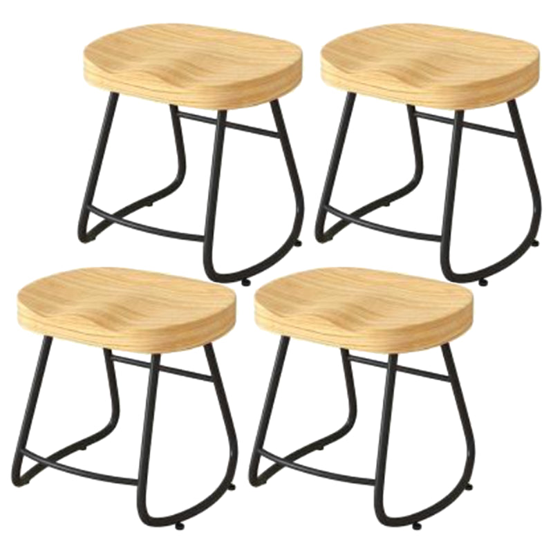 Modern Backrest Counter Stool Iron Milk Tea Shop Bar Stool with Wooden Seat and Pedal Black 4 Piece Set Short Stool(18"H) Clearhalo 'Bar Furniture' 'Bar Stools' 'bar_stools' 'furn' 'furn_bar_stools' 'Furniture' 'furniture_bar_stools' 'Kitchen & Dining Furniture' 5052288
