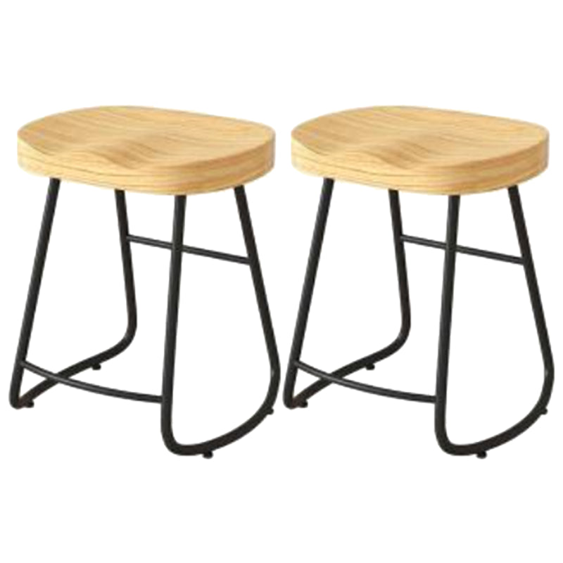 Modern Backrest Counter Stool Iron Milk Tea Shop Bar Stool with Wooden Seat and Pedal Black 2 Piece Set Short Stool(22"H) Clearhalo 'Bar Furniture' 'Bar Stools' 'bar_stools' 'furn' 'furn_bar_stools' 'Furniture' 'furniture_bar_stools' 'Kitchen & Dining Furniture' 5052294
