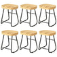 Modern Backrest Counter Stool Iron Milk Tea Shop Bar Stool with Wooden Seat and Pedal Black 6 Piece Set Short Stool(22"H) Clearhalo 'Bar Furniture' 'Bar Stools' 'bar_stools' 'furn' 'furn_bar_stools' 'Furniture' 'furniture_bar_stools' 'Kitchen & Dining Furniture' 5052298