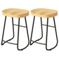 Modern Backrest Counter Stool Iron Milk Tea Shop Bar Stool with Wooden Seat and Pedal Black 2 Piece Set Counter Stool(26"H) Clearhalo 'Bar Furniture' 'Bar Stools' 'bar_stools' 'furn' 'furn_bar_stools' 'Furniture' 'furniture_bar_stools' 'Kitchen & Dining Furniture' 5052301
