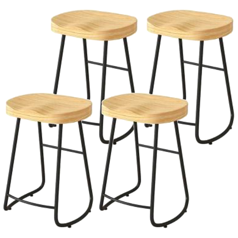 Modern Backrest Counter Stool Iron Milk Tea Shop Bar Stool with Wooden Seat and Pedal Black 4 Piece Set Counter Stool(26"H) Clearhalo 'Bar Furniture' 'Bar Stools' 'bar_stools' 'furn' 'furn_bar_stools' 'Furniture' 'furniture_bar_stools' 'Kitchen & Dining Furniture' 5052303