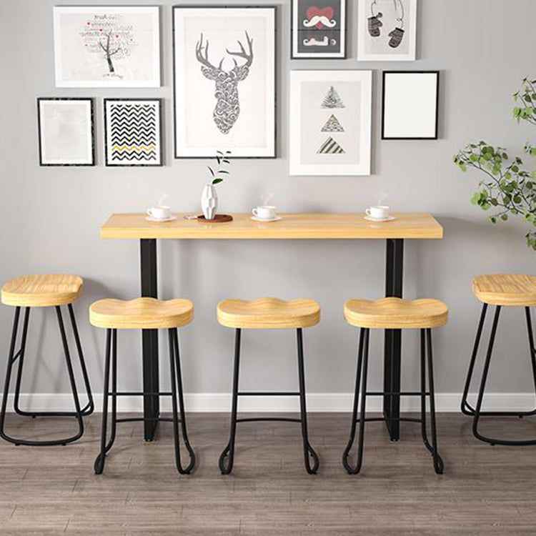 Modern Backrest Counter Stool Iron Milk Tea Shop Bar Stool with Wooden Seat and Pedal Clearhalo 'Bar Furniture' 'Bar Stools' 'bar_stools' 'furn' 'furn_bar_stools' 'Furniture' 'furniture_bar_stools' 'Kitchen & Dining Furniture' 5052304