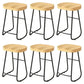 Modern Backrest Counter Stool Iron Milk Tea Shop Bar Stool with Wooden Seat and Pedal Black 6 Piece Set Counter Stool(26"H) Clearhalo 'Bar Furniture' 'Bar Stools' 'bar_stools' 'furn' 'furn_bar_stools' 'Furniture' 'furniture_bar_stools' 'Kitchen & Dining Furniture' 5052306