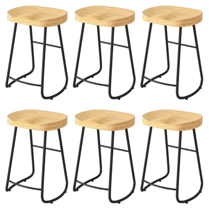 Modern Backrest Counter Stool Iron Milk Tea Shop Bar Stool with Wooden Seat and Pedal Black 6 Piece Set Counter Stool(26"H) Clearhalo 'Bar Furniture' 'Bar Stools' 'bar_stools' 'furn' 'furn_bar_stools' 'Furniture' 'furniture_bar_stools' 'Kitchen & Dining Furniture' 5052306