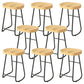 Modern Backrest Counter Stool Iron Milk Tea Shop Bar Stool with Wooden Seat and Pedal Black 8 Piece Set Counter Stool(26"H) Clearhalo 'Bar Furniture' 'Bar Stools' 'bar_stools' 'furn' 'furn_bar_stools' 'Furniture' 'furniture_bar_stools' 'Kitchen & Dining Furniture' 5052308