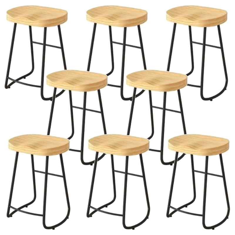 Modern Backrest Counter Stool Iron Milk Tea Shop Bar Stool with Wooden Seat and Pedal Black 8 Piece Set Counter Stool(26"H) Clearhalo 'Bar Furniture' 'Bar Stools' 'bar_stools' 'furn' 'furn_bar_stools' 'Furniture' 'furniture_bar_stools' 'Kitchen & Dining Furniture' 5052308