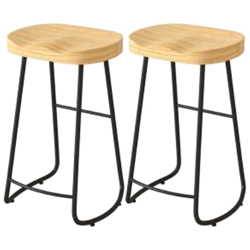 Modern Backrest Counter Stool Iron Milk Tea Shop Bar Stool with Wooden Seat and Pedal Black 2 Piece Set Bar Stool(30"H) Clearhalo 'Bar Furniture' 'Bar Stools' 'bar_stools' 'furn' 'furn_bar_stools' 'Furniture' 'furniture_bar_stools' 'Kitchen & Dining Furniture' 5052309