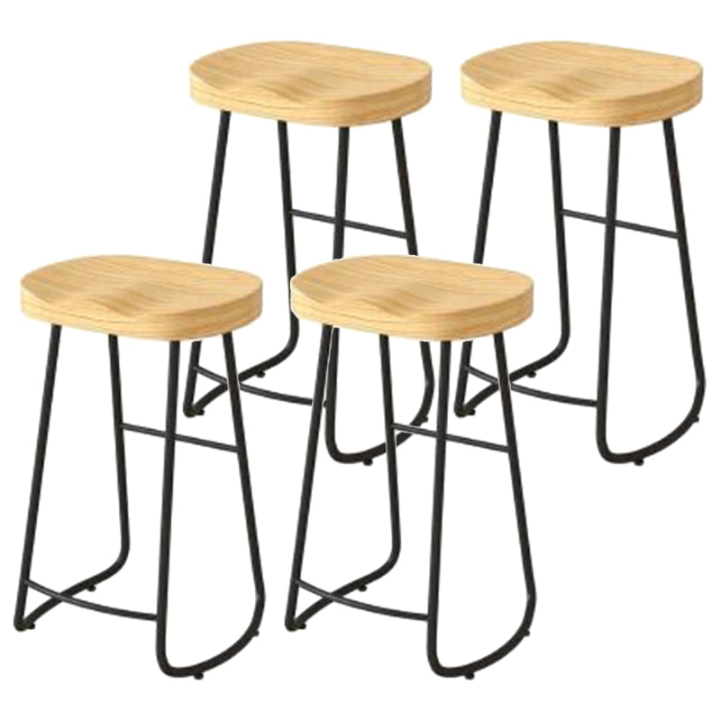 Modern Backrest Counter Stool Iron Milk Tea Shop Bar Stool with Wooden Seat and Pedal Black 4 Piece Set Bar Stool(30"H) Clearhalo 'Bar Furniture' 'Bar Stools' 'bar_stools' 'furn' 'furn_bar_stools' 'Furniture' 'furniture_bar_stools' 'Kitchen & Dining Furniture' 5052311