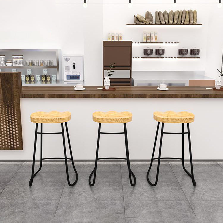Modern Backrest Counter Stool Iron Milk Tea Shop Bar Stool with Wooden Seat and Pedal Clearhalo 'Bar Furniture' 'Bar Stools' 'bar_stools' 'furn' 'furn_bar_stools' 'Furniture' 'furniture_bar_stools' 'Kitchen & Dining Furniture' 5052314
