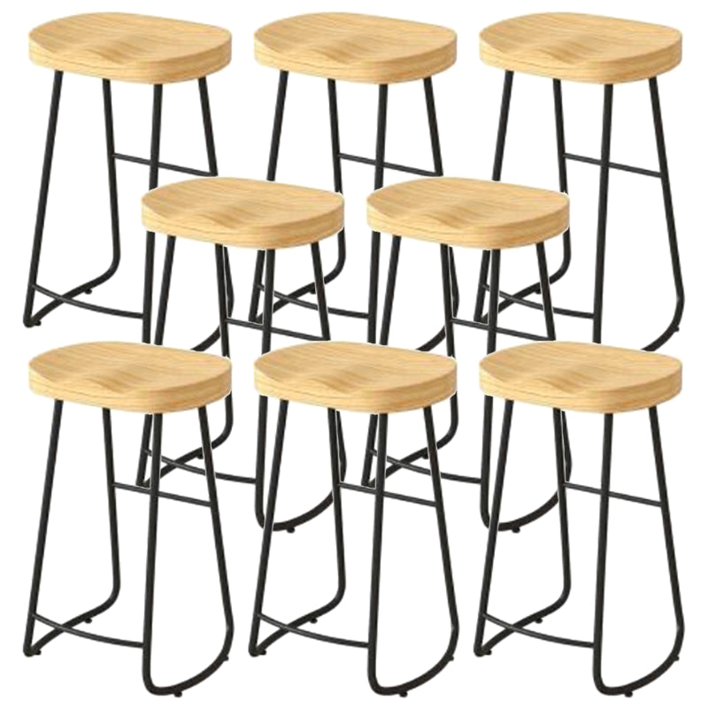 Modern Backrest Counter Stool Iron Milk Tea Shop Bar Stool with Wooden Seat and Pedal Black 8 Piece Set Bar Stool(30"H) Clearhalo 'Bar Furniture' 'Bar Stools' 'bar_stools' 'furn' 'furn_bar_stools' 'Furniture' 'furniture_bar_stools' 'Kitchen & Dining Furniture' 5052315