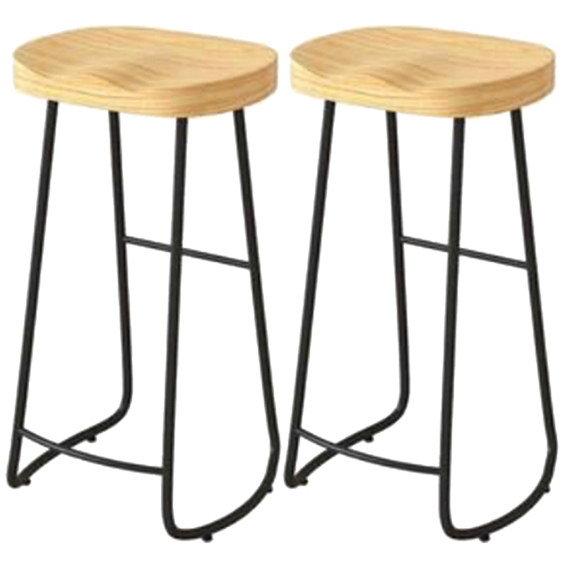 Modern Backrest Counter Stool Iron Milk Tea Shop Bar Stool with Wooden Seat and Pedal Black 2 Piece Set Bar Stool(33"H) Clearhalo 'Bar Furniture' 'Bar Stools' 'bar_stools' 'furn' 'furn_bar_stools' 'Furniture' 'furniture_bar_stools' 'Kitchen & Dining Furniture' 5052316
