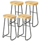 Modern Backrest Counter Stool Iron Milk Tea Shop Bar Stool with Wooden Seat and Pedal Black 4 Piece Set Bar Stool(33"H) Clearhalo 'Bar Furniture' 'Bar Stools' 'bar_stools' 'furn' 'furn_bar_stools' 'Furniture' 'furniture_bar_stools' 'Kitchen & Dining Furniture' 5052317