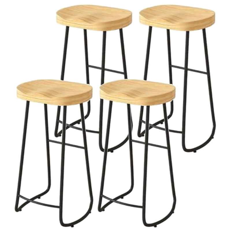 Modern Backrest Counter Stool Iron Milk Tea Shop Bar Stool with Wooden Seat and Pedal Black 4 Piece Set Bar Stool(33"H) Clearhalo 'Bar Furniture' 'Bar Stools' 'bar_stools' 'furn' 'furn_bar_stools' 'Furniture' 'furniture_bar_stools' 'Kitchen & Dining Furniture' 5052317
