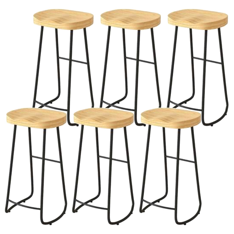 Modern Backrest Counter Stool Iron Milk Tea Shop Bar Stool with Wooden Seat and Pedal Black 6 Piece Set Bar Stool(33"H) Clearhalo 'Bar Furniture' 'Bar Stools' 'bar_stools' 'furn' 'furn_bar_stools' 'Furniture' 'furniture_bar_stools' 'Kitchen & Dining Furniture' 5052318