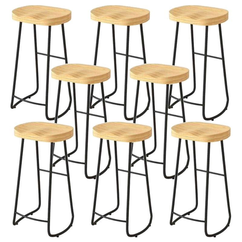 Modern Backrest Counter Stool Iron Milk Tea Shop Bar Stool with Wooden Seat and Pedal Black 8 Piece Set Bar Stool(33"H) Clearhalo 'Bar Furniture' 'Bar Stools' 'bar_stools' 'furn' 'furn_bar_stools' 'Furniture' 'furniture_bar_stools' 'Kitchen & Dining Furniture' 5052319
