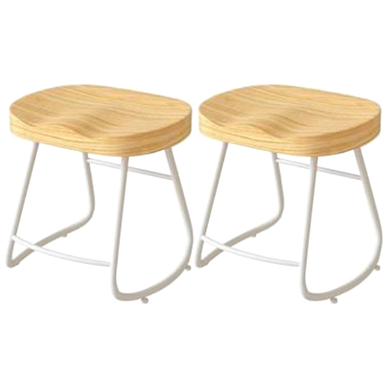 Modern Backrest Counter Stool Iron Milk Tea Shop Bar Stool with Wooden Seat and Pedal White 2 Piece Set Short Stool(18"H) Clearhalo 'Bar Furniture' 'Bar Stools' 'bar_stools' 'furn' 'furn_bar_stools' 'Furniture' 'furniture_bar_stools' 'Kitchen & Dining Furniture' 5052320
