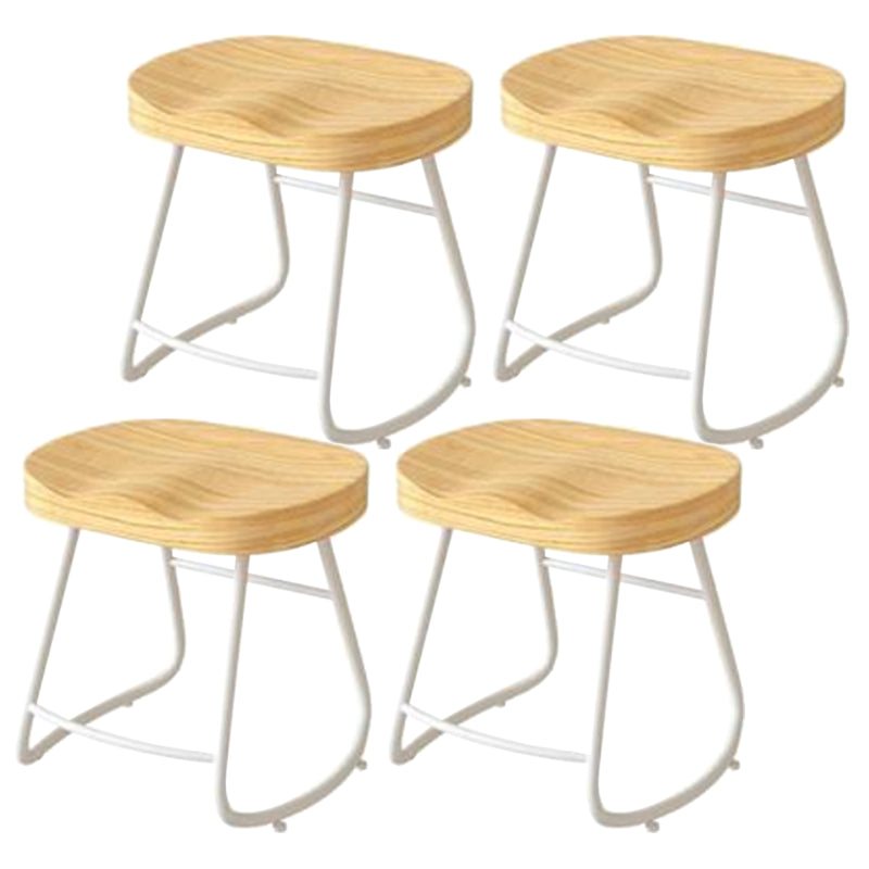 Modern Backrest Counter Stool Iron Milk Tea Shop Bar Stool with Wooden Seat and Pedal White 4 Piece Set Short Stool(18"H) Clearhalo 'Bar Furniture' 'Bar Stools' 'bar_stools' 'furn' 'furn_bar_stools' 'Furniture' 'furniture_bar_stools' 'Kitchen & Dining Furniture' 5052321