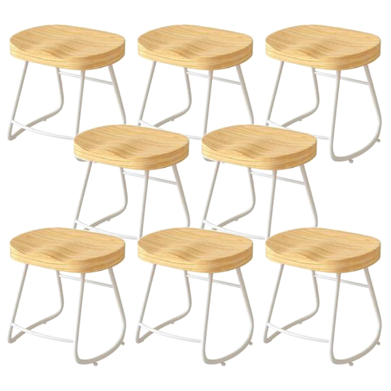 Modern Backrest Counter Stool Iron Milk Tea Shop Bar Stool with Wooden Seat and Pedal White 8 Piece Set Short Stool(18"H) Clearhalo 'Bar Furniture' 'Bar Stools' 'bar_stools' 'furn' 'furn_bar_stools' 'Furniture' 'furniture_bar_stools' 'Kitchen & Dining Furniture' 5052323