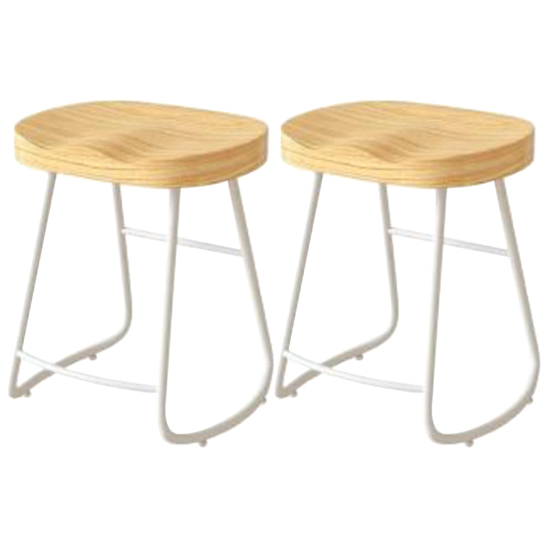 Modern Backrest Counter Stool Iron Milk Tea Shop Bar Stool with Wooden Seat and Pedal White 2 Piece Set Short Stool(22"H) Clearhalo 'Bar Furniture' 'Bar Stools' 'bar_stools' 'furn' 'furn_bar_stools' 'Furniture' 'furniture_bar_stools' 'Kitchen & Dining Furniture' 5052324