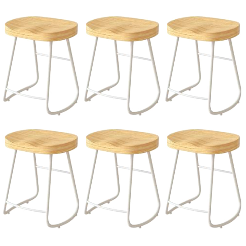 Modern Backrest Counter Stool Iron Milk Tea Shop Bar Stool with Wooden Seat and Pedal White 6 Piece Set Short Stool(22"H) Clearhalo 'Bar Furniture' 'Bar Stools' 'bar_stools' 'furn' 'furn_bar_stools' 'Furniture' 'furniture_bar_stools' 'Kitchen & Dining Furniture' 5052326