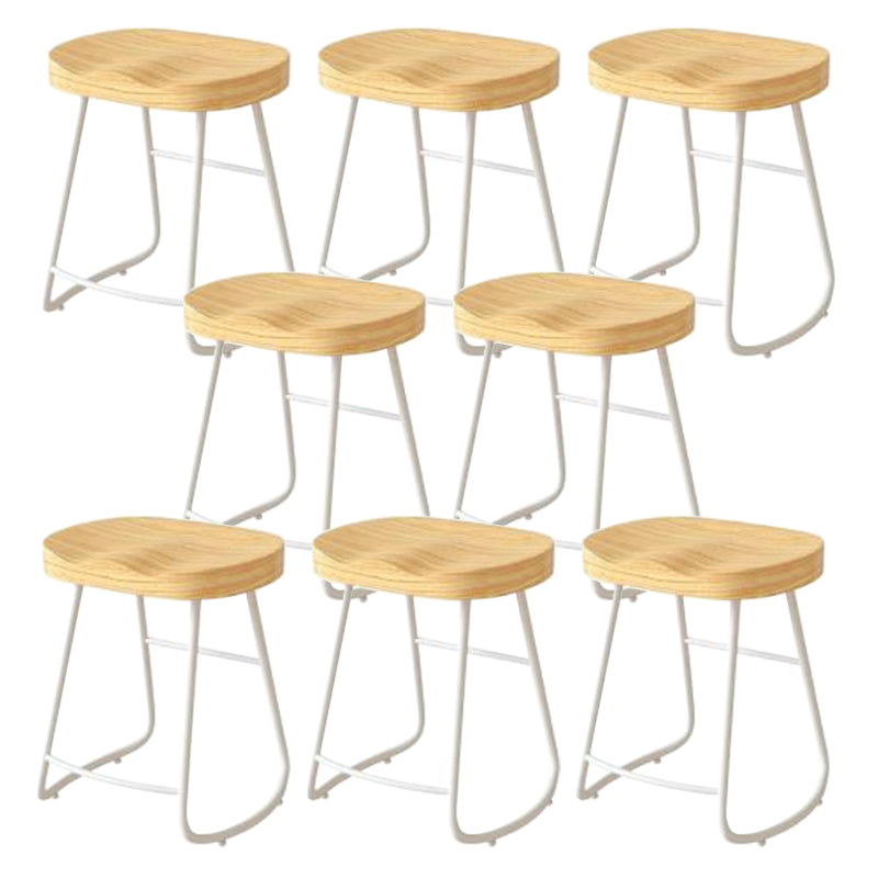 Modern Backrest Counter Stool Iron Milk Tea Shop Bar Stool with Wooden Seat and Pedal White 8 Piece Set Short Stool(22"H) Clearhalo 'Bar Furniture' 'Bar Stools' 'bar_stools' 'furn' 'furn_bar_stools' 'Furniture' 'furniture_bar_stools' 'Kitchen & Dining Furniture' 5052327