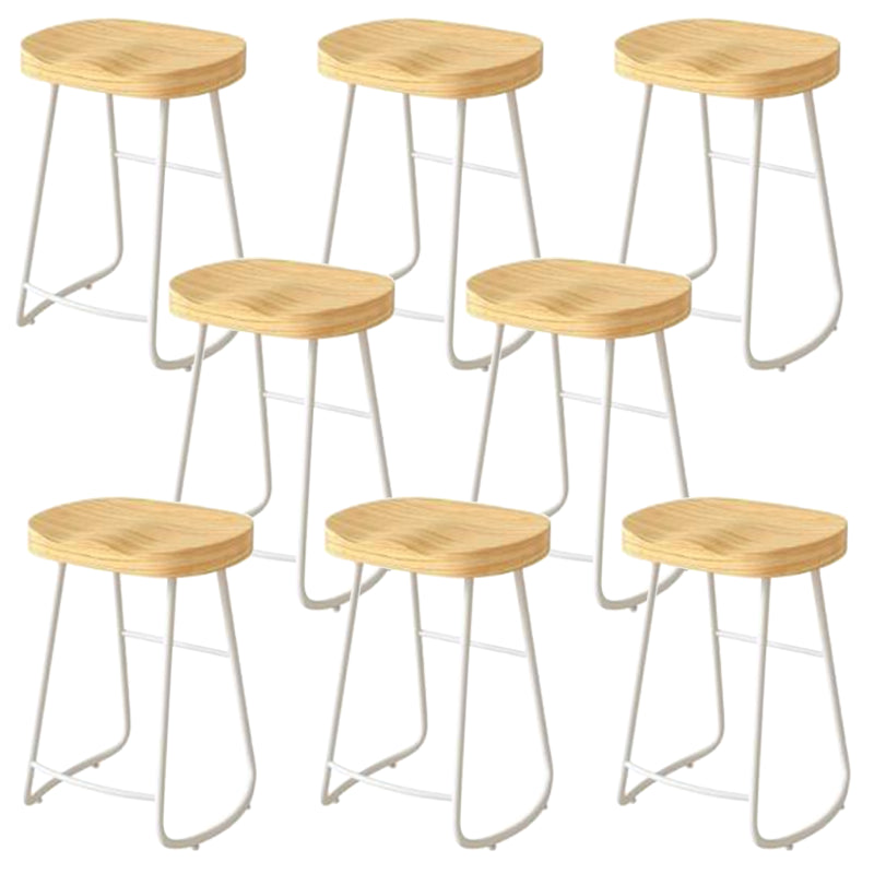 Modern Backrest Counter Stool Iron Milk Tea Shop Bar Stool with Wooden Seat and Pedal White 8 Piece Set Counter Stool(26"H) Clearhalo 'Bar Furniture' 'Bar Stools' 'bar_stools' 'furn' 'furn_bar_stools' 'Furniture' 'furniture_bar_stools' 'Kitchen & Dining Furniture' 5052331