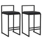 Modern Backrest Armless Counter Stool Iron Kitchen Bar Stool with Velvet Cushion and Pedal Black 2 Piece Set Clearhalo 'Bar Furniture' 'Bar Stools' 'bar_stools' 'furn' 'furn_bar_stools' 'Furniture' 'furniture_bar_stools' 'Kitchen & Dining Furniture' 5052346