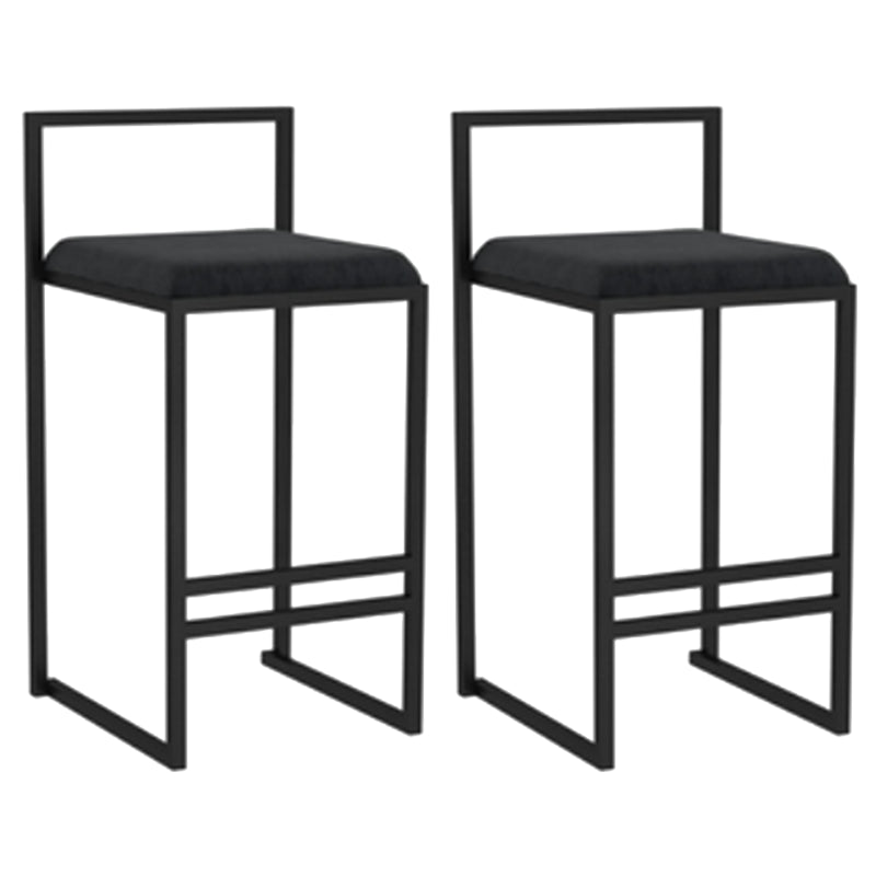 Modern Backrest Armless Counter Stool Iron Kitchen Bar Stool with Velvet Cushion and Pedal Black 2 Piece Set Clearhalo 'Bar Furniture' 'Bar Stools' 'bar_stools' 'furn' 'furn_bar_stools' 'Furniture' 'furniture_bar_stools' 'Kitchen & Dining Furniture' 5052346