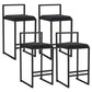 Modern Backrest Armless Counter Stool Iron Kitchen Bar Stool with Velvet Cushion and Pedal Black 4 Piece Set Clearhalo 'Bar Furniture' 'Bar Stools' 'bar_stools' 'furn' 'furn_bar_stools' 'Furniture' 'furniture_bar_stools' 'Kitchen & Dining Furniture' 5052347