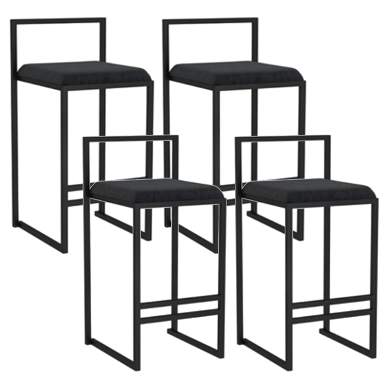 Modern Backrest Armless Counter Stool Iron Kitchen Bar Stool with Velvet Cushion and Pedal Black 4 Piece Set Clearhalo 'Bar Furniture' 'Bar Stools' 'bar_stools' 'furn' 'furn_bar_stools' 'Furniture' 'furniture_bar_stools' 'Kitchen & Dining Furniture' 5052347
