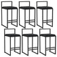 Modern Backrest Armless Counter Stool Iron Kitchen Bar Stool with Velvet Cushion and Pedal Black 6 Piece Set Clearhalo 'Bar Furniture' 'Bar Stools' 'bar_stools' 'furn' 'furn_bar_stools' 'Furniture' 'furniture_bar_stools' 'Kitchen & Dining Furniture' 5052349