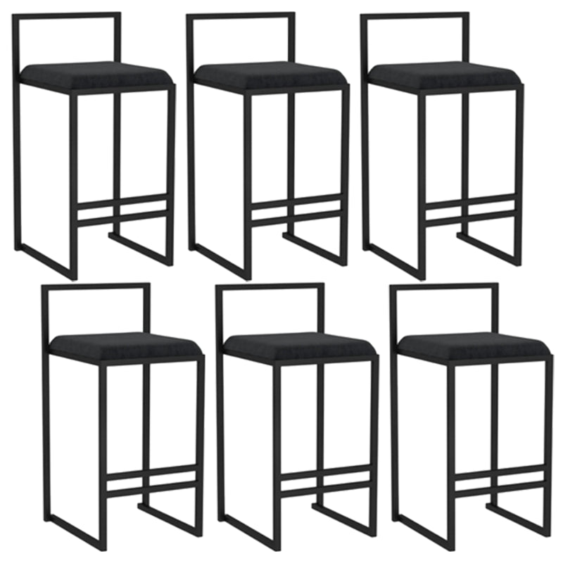 Modern Backrest Armless Counter Stool Iron Kitchen Bar Stool with Velvet Cushion and Pedal Black 6 Piece Set Clearhalo 'Bar Furniture' 'Bar Stools' 'bar_stools' 'furn' 'furn_bar_stools' 'Furniture' 'furniture_bar_stools' 'Kitchen & Dining Furniture' 5052349