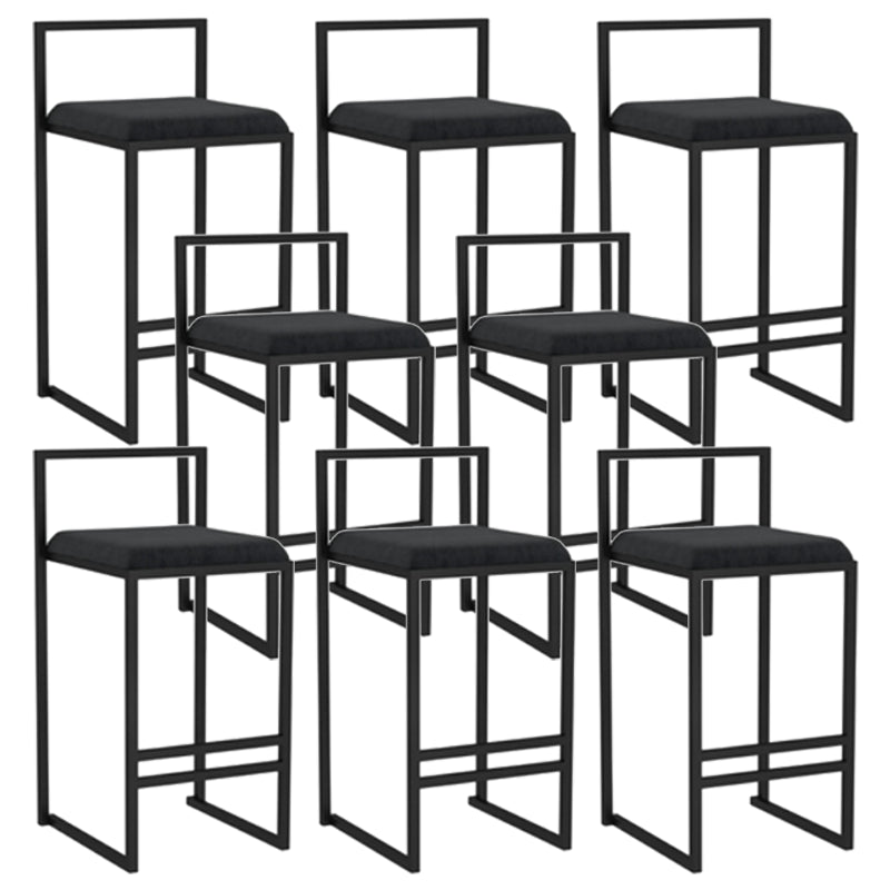 Modern Backrest Armless Counter Stool Iron Kitchen Bar Stool with Velvet Cushion and Pedal Black 8 Piece Set Clearhalo 'Bar Furniture' 'Bar Stools' 'bar_stools' 'furn' 'furn_bar_stools' 'Furniture' 'furniture_bar_stools' 'Kitchen & Dining Furniture' 5052352