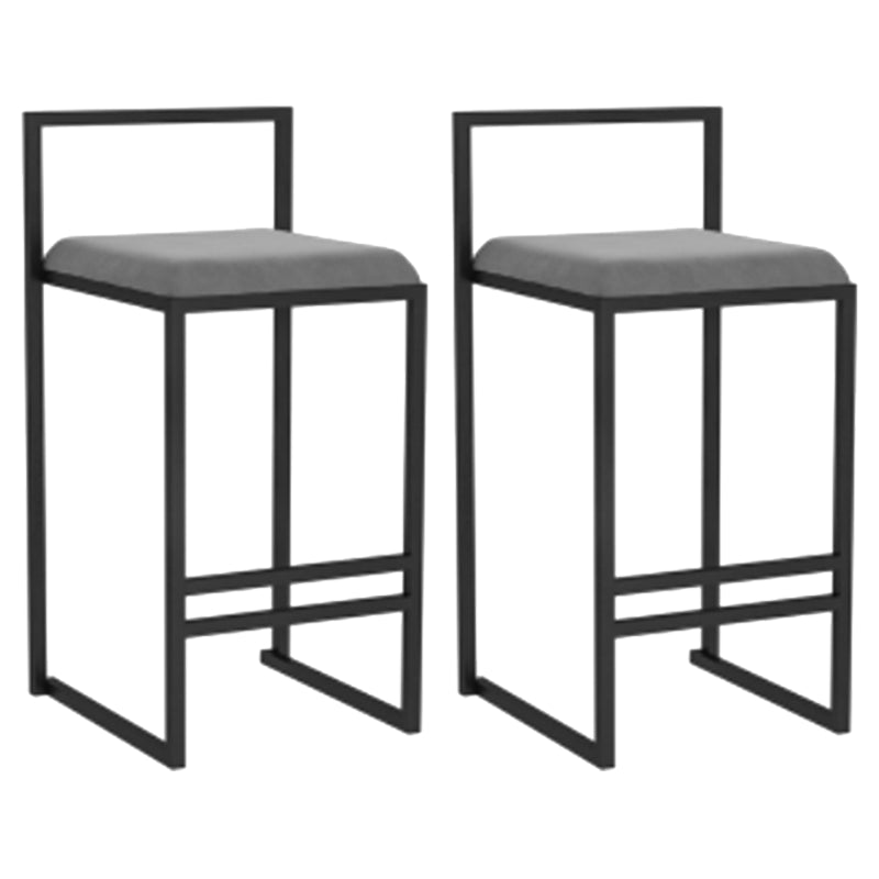 Modern Backrest Armless Counter Stool Iron Kitchen Bar Stool with Velvet Cushion and Pedal Gray 2 Piece Set Clearhalo 'Bar Furniture' 'Bar Stools' 'bar_stools' 'furn' 'furn_bar_stools' 'Furniture' 'furniture_bar_stools' 'Kitchen & Dining Furniture' 5052353