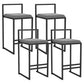 Modern Backrest Armless Counter Stool Iron Kitchen Bar Stool with Velvet Cushion and Pedal Gray 4 Piece Set Clearhalo 'Bar Furniture' 'Bar Stools' 'bar_stools' 'furn' 'furn_bar_stools' 'Furniture' 'furniture_bar_stools' 'Kitchen & Dining Furniture' 5052355