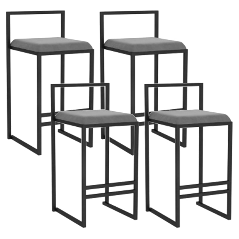 Modern Backrest Armless Counter Stool Iron Kitchen Bar Stool with Velvet Cushion and Pedal Gray 4 Piece Set Clearhalo 'Bar Furniture' 'Bar Stools' 'bar_stools' 'furn' 'furn_bar_stools' 'Furniture' 'furniture_bar_stools' 'Kitchen & Dining Furniture' 5052355