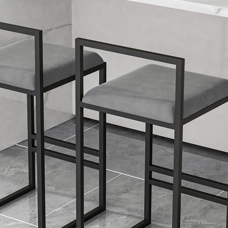 Modern Backrest Armless Counter Stool Iron Kitchen Bar Stool with Velvet Cushion and Pedal Clearhalo 'Bar Furniture' 'Bar Stools' 'bar_stools' 'furn' 'furn_bar_stools' 'Furniture' 'furniture_bar_stools' 'Kitchen & Dining Furniture' 5052356