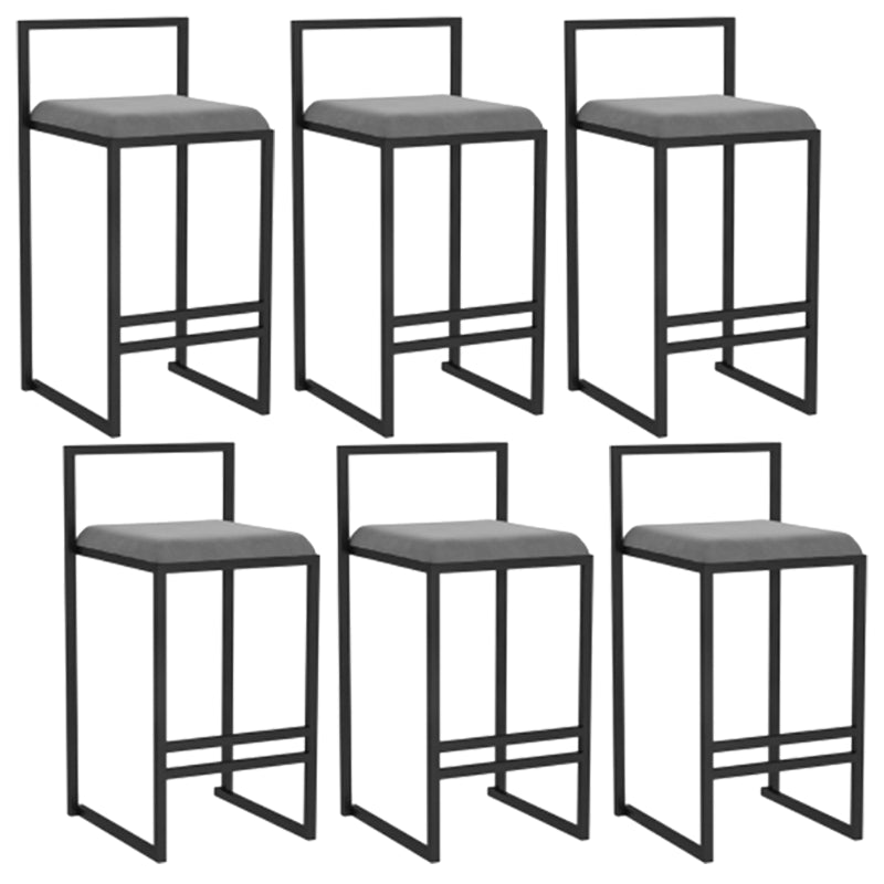 Modern Backrest Armless Counter Stool Iron Kitchen Bar Stool with Velvet Cushion and Pedal Gray 6 Piece Set Clearhalo 'Bar Furniture' 'Bar Stools' 'bar_stools' 'furn' 'furn_bar_stools' 'Furniture' 'furniture_bar_stools' 'Kitchen & Dining Furniture' 5052358
